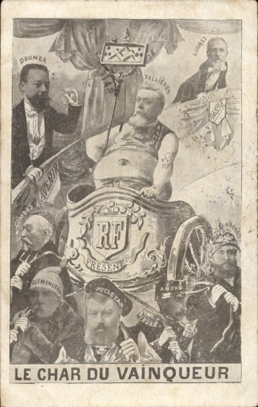 Ak The Winner's Car, President Fallières, Loubet, Doumer, Combes, Clemenceau, Pelletan