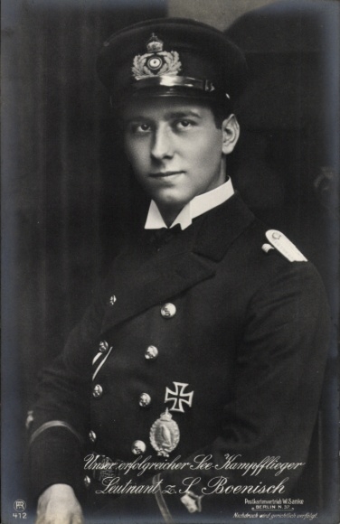 Postcard Sea Combat Pilot Lieutenant Boenisch, Sanke 412, RPH