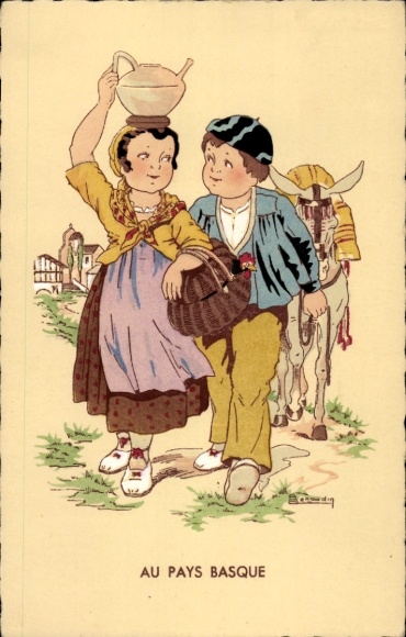 Artysta KP Basque Country, dzieci w tradycyjnych strojach, dzbanek na wodę
