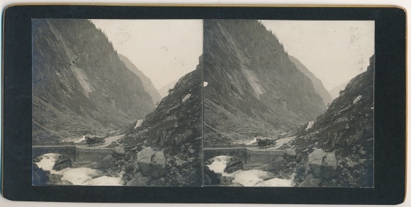 Stereo photo Göschenen Kt. Uri Switzerland, landscape, bridge, 1908