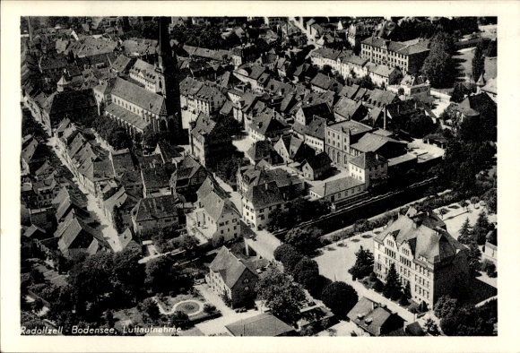 Postcard Radolfzell am Bodensee, aerial photograph