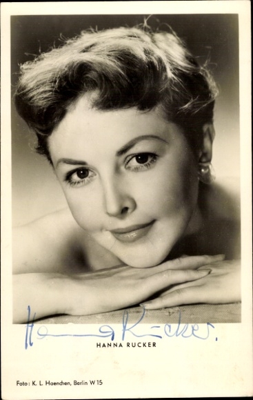 Postcard actress Hanna Rucker, portrait, I'm waiting for you, autograph