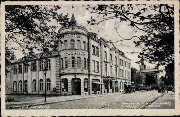 Postcard Bitterfeld in Saxony-Anhalt, Doring Hotel, s building, street scene, hotel signage