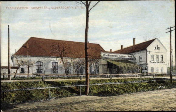 Postcard Olbersdorf in Saxony, Kaisersaal establishment, restoration