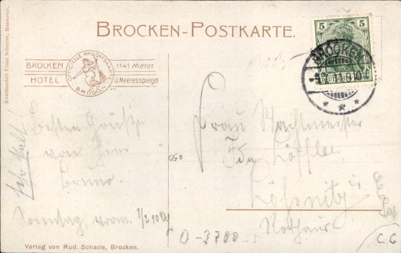 Artist Postcard Hammel, Otto, Brocken in the Harz, ascent to the Brockenhotel