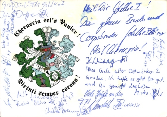 Studentika Postcard Berlin, Corps Cheruscia, coat of arms, WSC