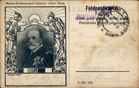 Ak Österreichischer Marine-Kommandant Großadmiral Anton Haus, deutscher und kuk Soldat, 1. WK