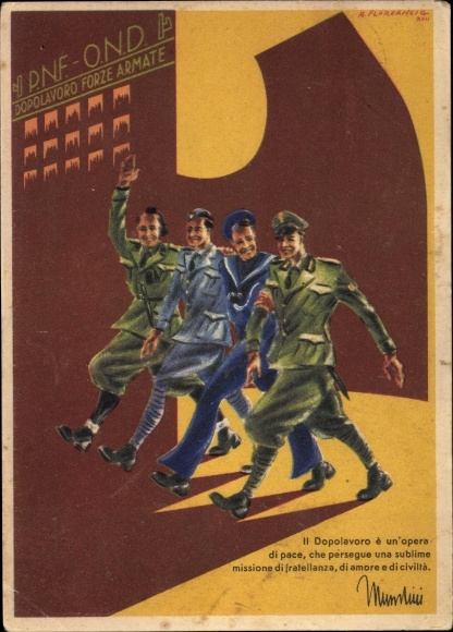 Künstler Ak Floreancig, R., PNF OND, Dopolavoro Forze Armate, Italienische Soldaten, Marine