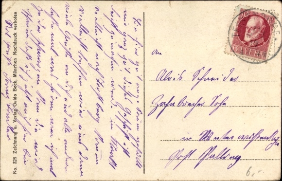 Artist Postcard Teisendorf in Upper Bavaria, Panorama, Untersberg, Staufen