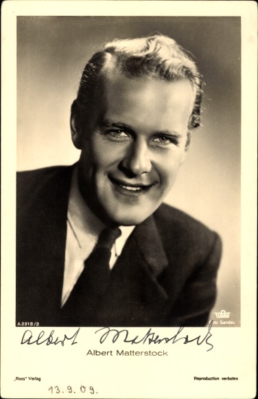 Postcard actor Albert Matterstock, Ross A 2518 2, portrait, autograph