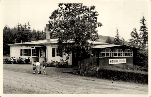 Postcard Isabellengrün Burgk Thuringia, HO Restaurant Köstritzer Haus at the Bleiloch Dam
