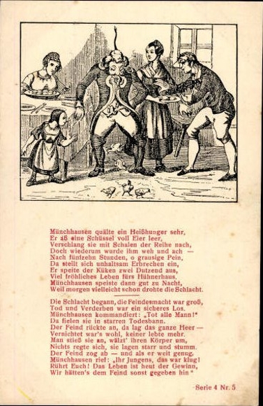 17 old artist poem PC Baron von Münchhausen, various motifs