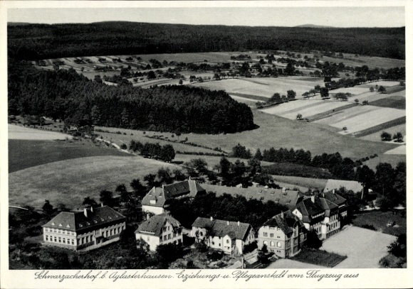 Postcard Aglasterhausen in Baden, aerial photograph, educational and nursing home