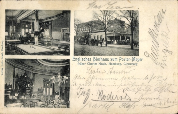 Postcard Hamburg Mitte St. Pauli, English Beer House for Porter Meyer, formerly Charles Neale, Billiard Hall