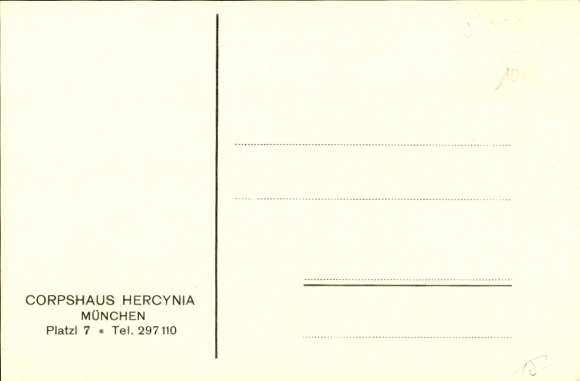 Studentika Postcard Munich, Corpshaus Hercynia, Platzl 7
