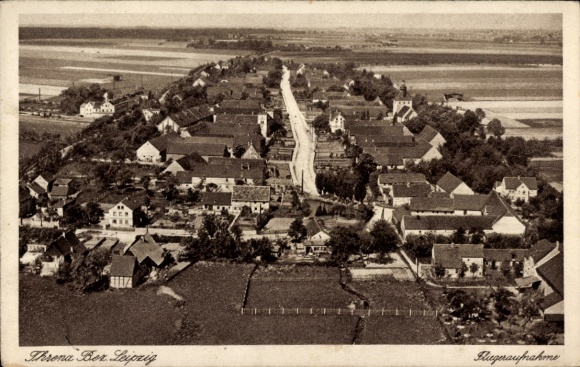 Ak Threna Belgershain in Saksen, luchtfoto, Gasthof Carl Richter