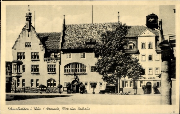 Postcard Schmalkalden in the Thuringian Forest, Altmarkt, town hall