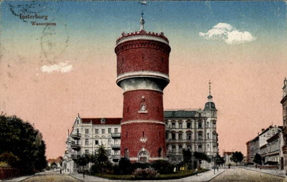 Postcard Tschernjakhovsk Insterburg East Prussia, water tower