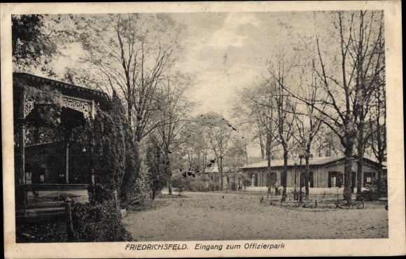 Ak Friedrichsfeld Voerde am Niederrhein, Eingang zum Offizierpark