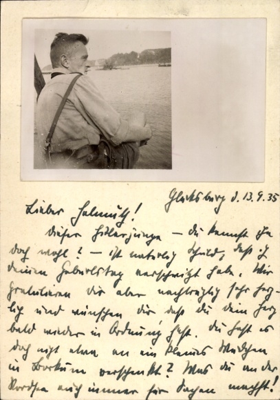 Postcard Glücksburg on the Baltic Sea, Dear Helmut! This Hitler Youth is, of course, to blame for me...