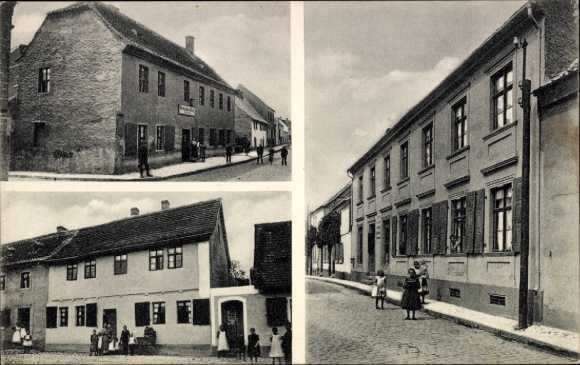 Ak Cochstedt Hecklingen im Salzlandkreis, Teilansichten, Geschäftshaus, Anwohner