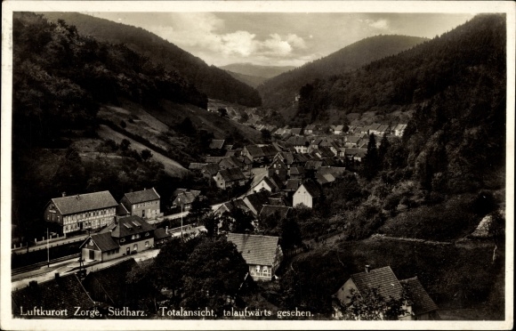 Postcard Zorge im Harz, total view seen up the valley, bird&#39;s eye view