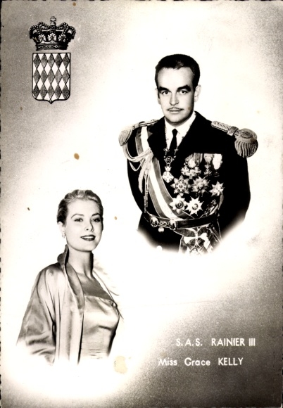 Maximum Postcard Prince Rainier III of Monaco, Grace Kelly