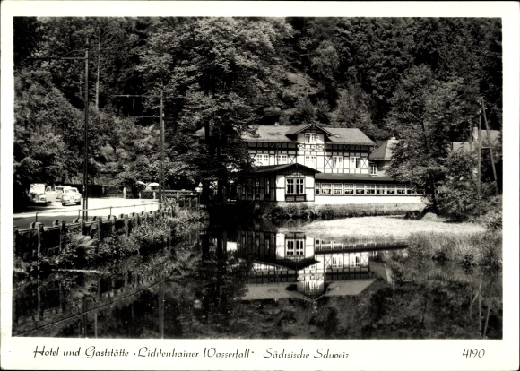 Ak Lichtenhain Sebnitz Sächsische Schweiz, Lichtenhainer Wasserfall, Hotel und Gaststätte