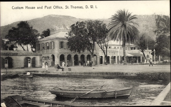 Postcard Saint Thomas DWI US Virgin Islands, Custom House and Post Office