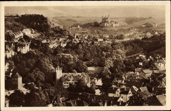 Postcard Schwäbisch Hall in Baden Württemberg, panorama from the place, WHW Das Schöne Germany 51