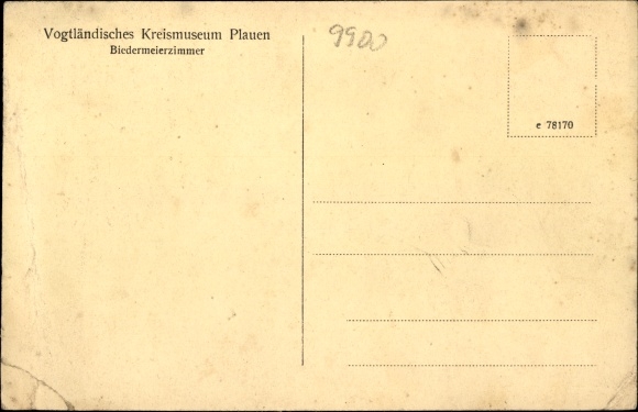 Postcard Plauen im Vogtland, Vogtländisches Kreismuseum, interior view, Biedermeier room, statue