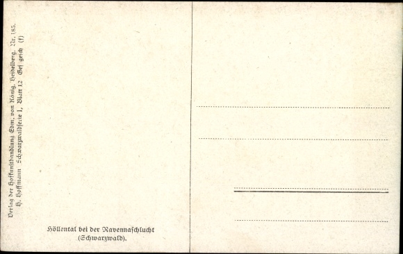 KP artysty Hoffmann, H., Breitnau w Schwarzwaldzie, Höllental w pobliżu wąwozu Ravenna