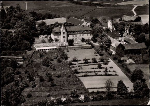 Postcard Schloßgattendorf Gattendorf Upper Franconia, Hotel-Pension-Restaurant, aerial photo