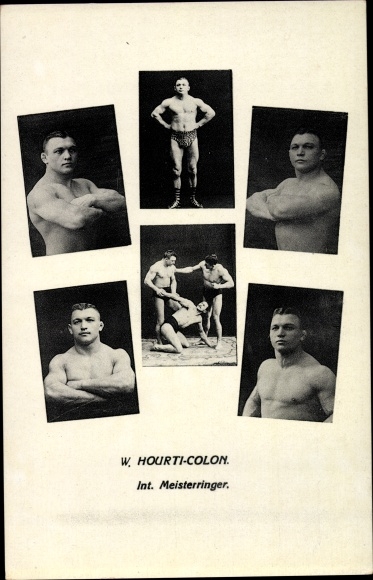 Postcard Ringer W. Hourti Colon, Internationaler Meisterringer, portrait