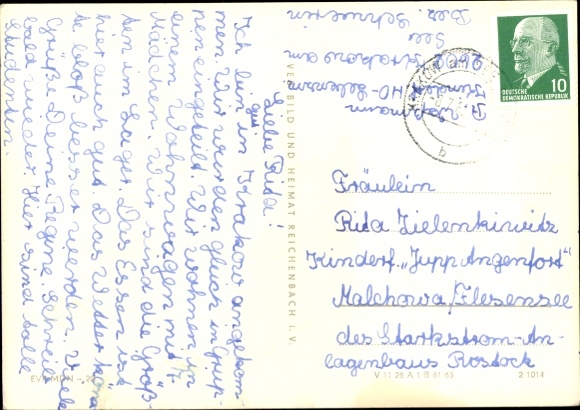 Postcard Krakow am See in Mecklenburg, fishermen, boat dock, partial view, partial view, Krakow ...