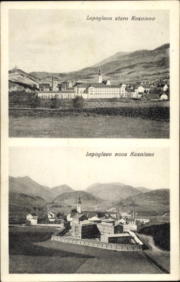 Postcard Lepoglava Croatia, prison, old and new view