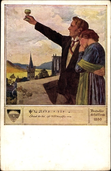 Song Postcard German School Association No. 559, Come flocks of people