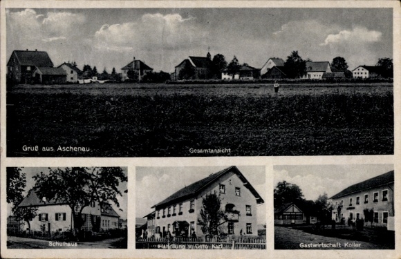 Ak Aschenau Offenberg in Neder-Beieren, afstandsschot, school, winkel, herberg