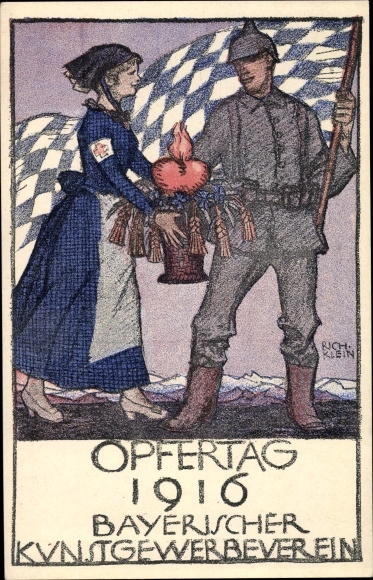 Artist PC Klein, Richard, day of sacrifice 1916, Bavarian arts and crafts association