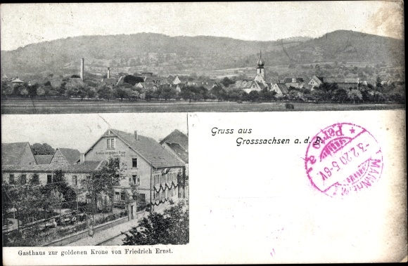 PC Großsachsen Hirschberg an der Bergstrasse, view of the town, Inn zur goldenen Krone