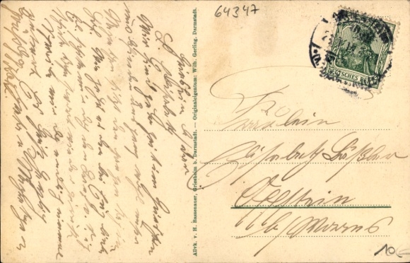 Postcard Griesheim near Darmstadt, school in Friedrichstrasse