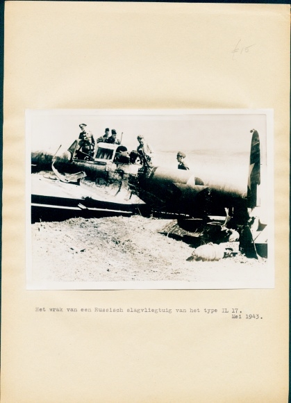 Photo Wehrmacht, shot down Russian Ilyushin IL 17 fighter plane, 1943, WWII