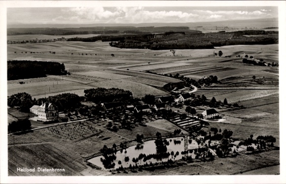Postcard Dietenbronn Schwendi in Upper Swabia, aerial photograph