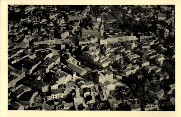 Postcard Rosenheim in the Alpine foothills of Upper Bavaria, aerial photograph, city panorama
