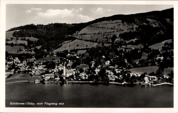 Postcard Schliersee Upper Bavaria, aerial photograph of the town and surroundings