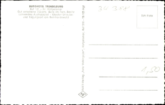 Postcard Trendelburg in North Hesse, Burghotel Trendelburg