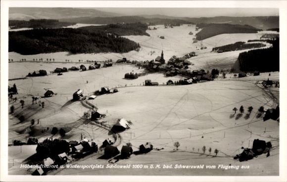 Postcard Schönwald in the Black Forest, aerial photograph