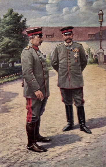 Postcard Kaiser Wilhelm II, Field Marshal Paul von Hindenburg, Posen Castle, 1915