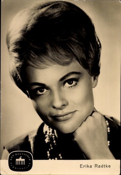 Postcard Actress, Presenter Erika Radtke, GDR German Television, portrait