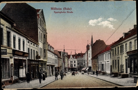 Postcard Mülheim an der Ruhr in North Rhine-Westphalia, Eppinghofer Strasse, shops, passers-by